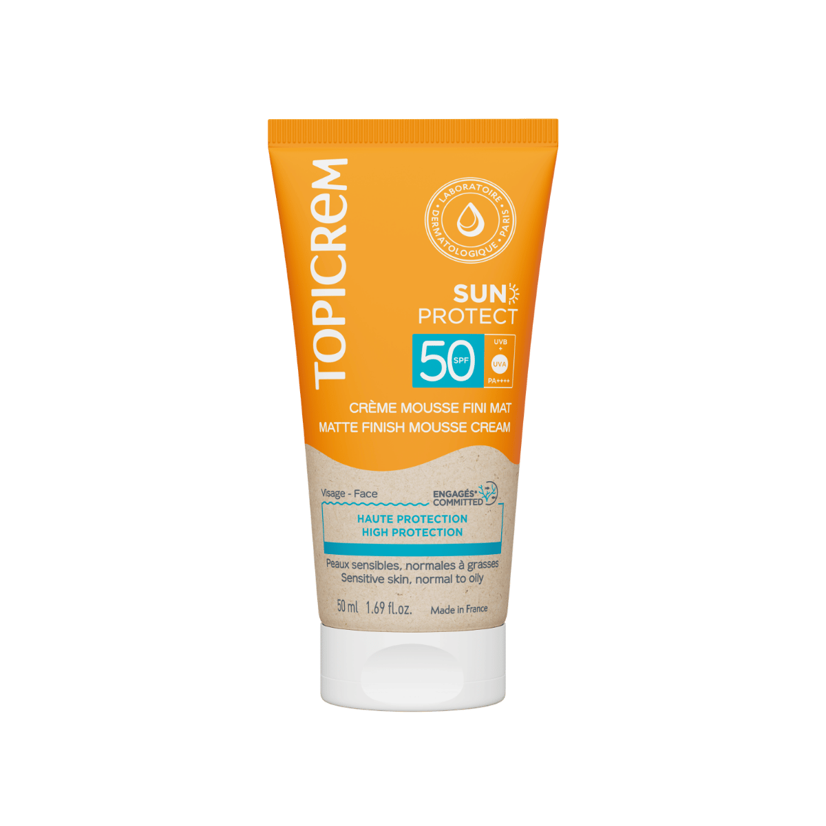 TOPICREM SUN PROTECT MATTE FINISH MOUSSE CREAM SPF50 50ML