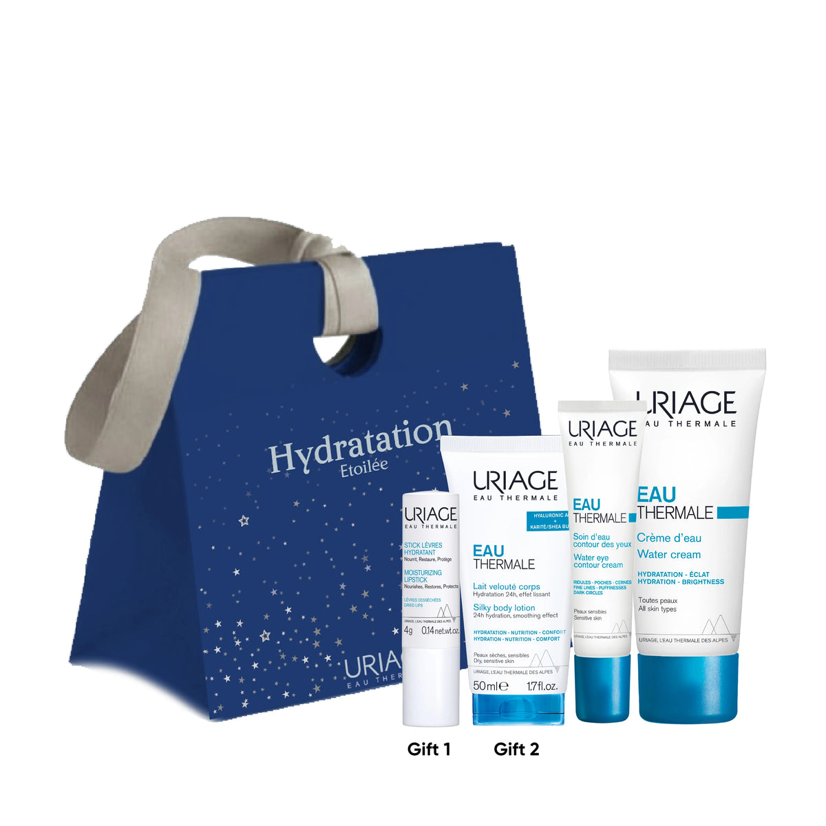 Uriage - crème d'eau + crème d'eau eyes + free stick levres + free travel size lait veloute