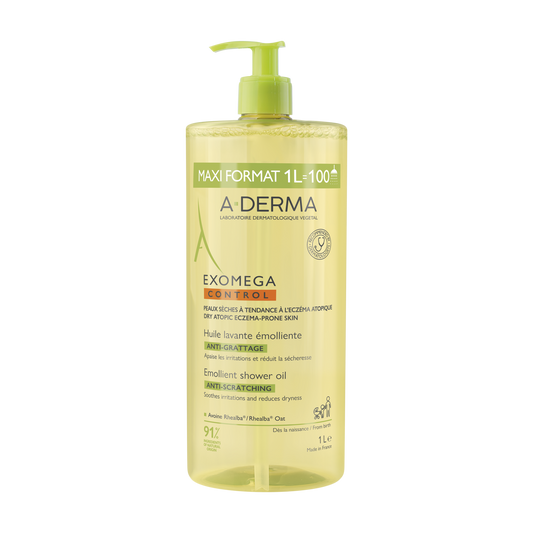A-Derma Exomega Control Emollient anti-scratch soothing & cleansing oil for eczema-prone skin 1L