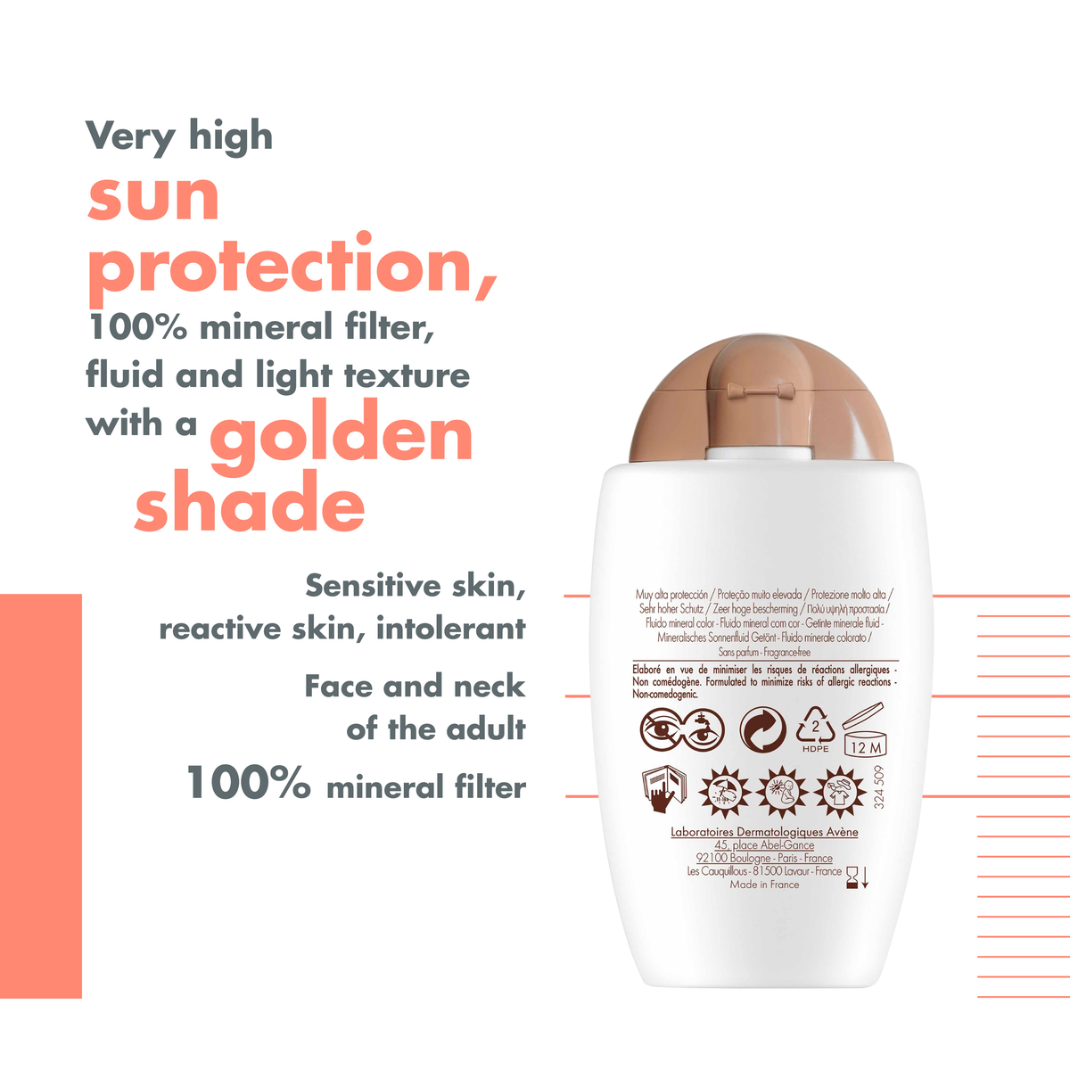 Avène Mineral Sunscreen Fluid Tinted SPF 50+ - Avène