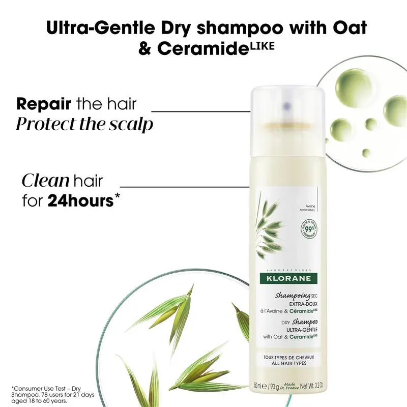 Klorane Dry Shampoo with Oat Milk and Ceramide - Klorane