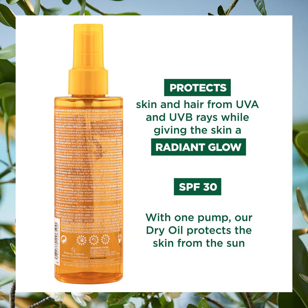 Klorane Polysianes Dry Sun Oil for Body and Hair SPF30 - Klorane